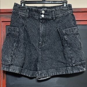 Oli & Hali Black Quilted Cargo Denim Shorts